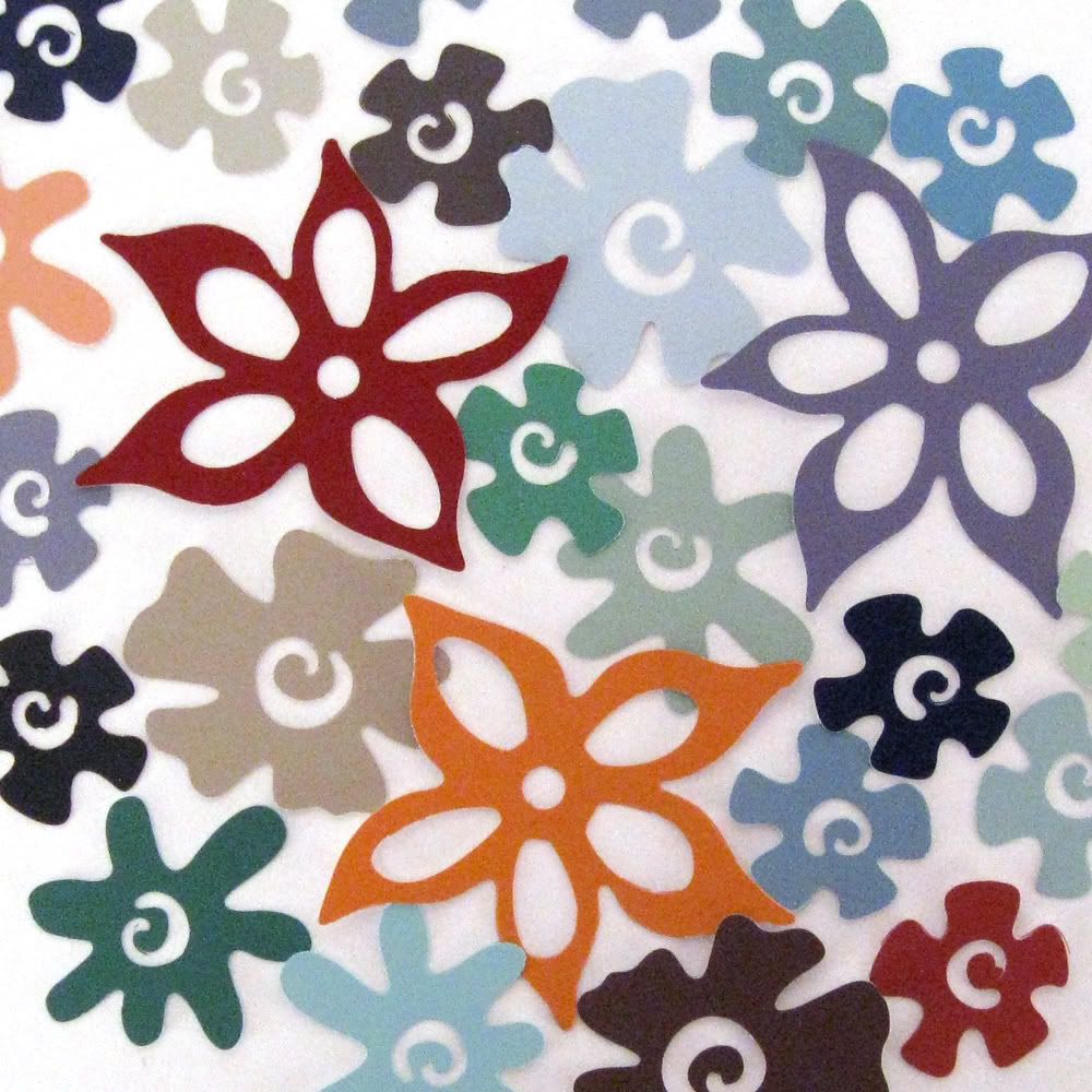 Die Cut Flowers From Discarded Paint Samples