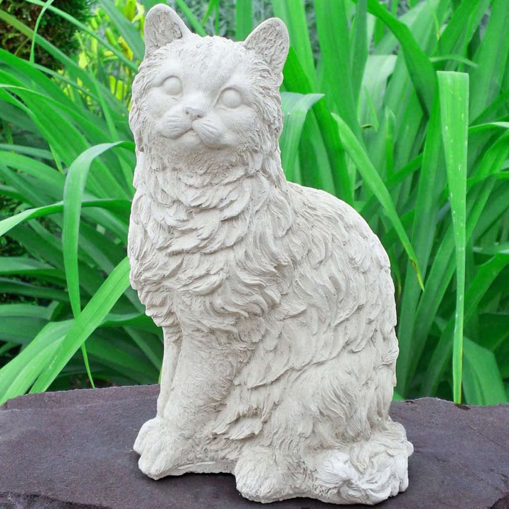 Cat statue garden memorial concrete big cement figurine | eBay