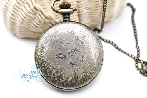 Roman Figure Engrave Quartz Pocket Watch Necklace #RWB  